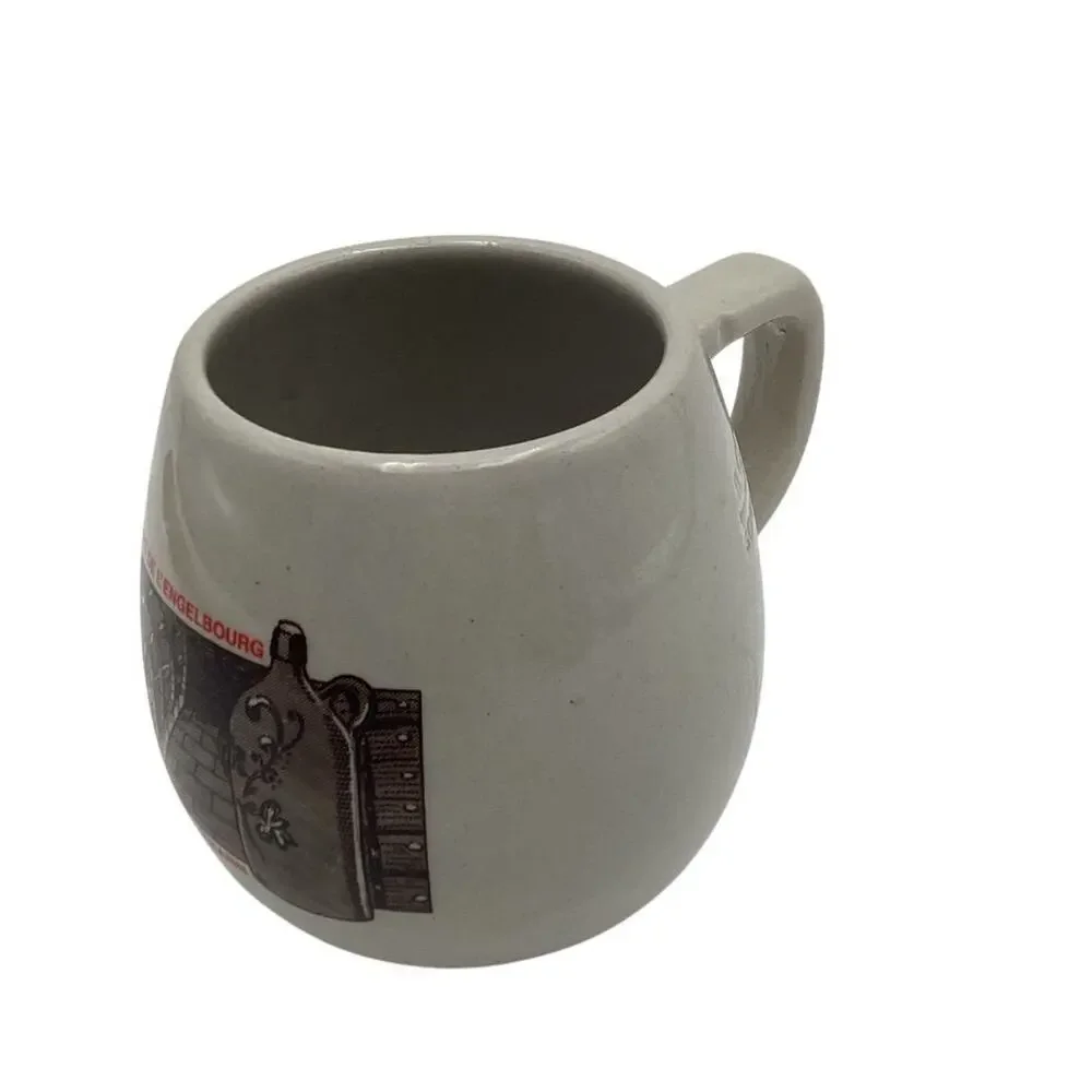 Vintage French Stoneware Mug Wine Barrel Etching 4